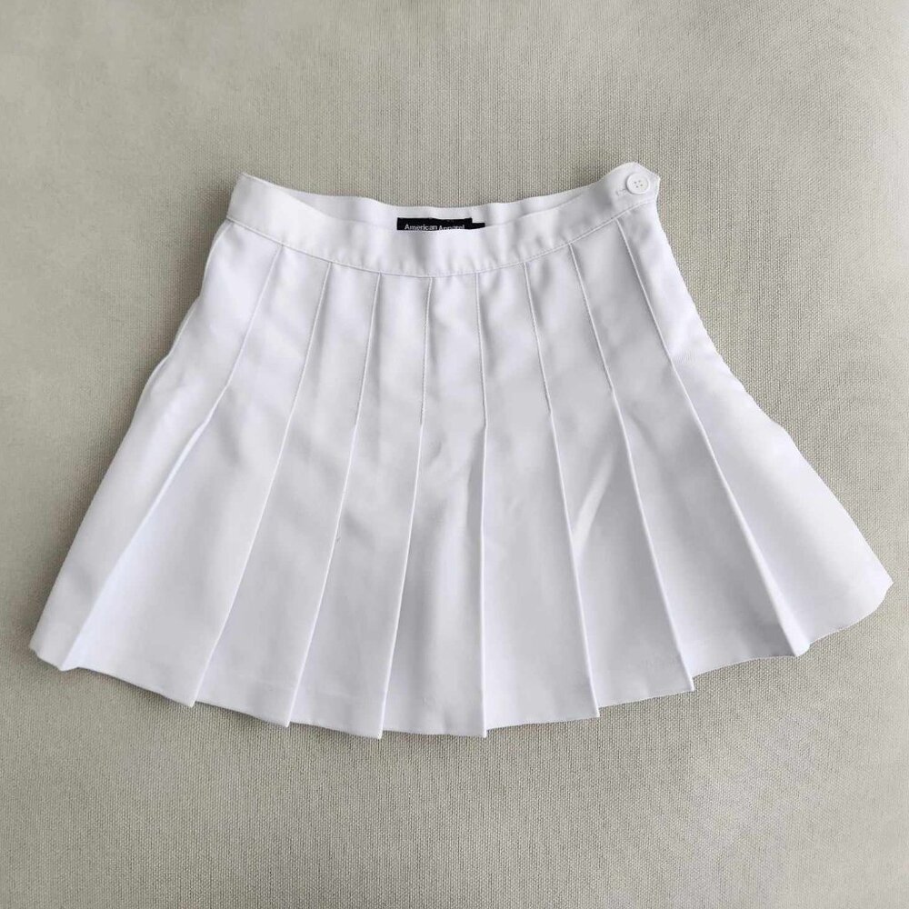 American Apparel White Pleated Tennis Skirt